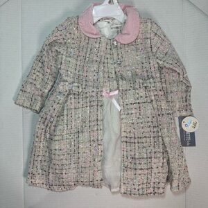 NWT Nannette Kids 2T Tweed Coat & Dress Set‎ – Pink Collar, Sparkle Tulle